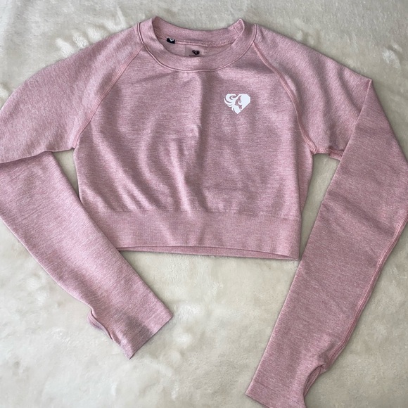 Women’s Best Move Seamless Long Sleeve Crop Top - Small - Light Pink Marl 💖 - Picture 4 of 6